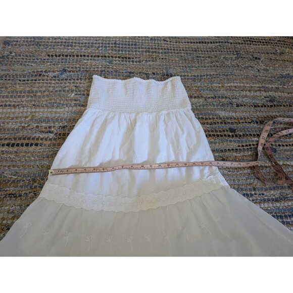 Flying Tomato Maxi Dress Boho Smocked Sleeveless Large White Fully Lined Bows - Picture 6 of 8